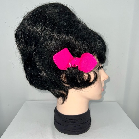 Neon Pink Paisley Rockabilly Bandana Knotted Hair Bow - Picture 4 of 11